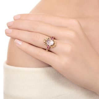 Retro Moonstone and Ruby* Ring