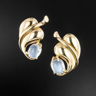 Retro Moonstone Leaf Earrings - 4
