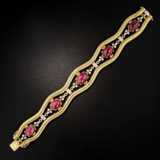 Retro No-Heat Burmese Ruby and Diamond Bracelet - 1