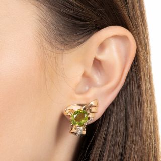 Retro Peridot and Diamond Earrings