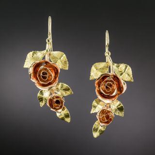 Retro Rose Earrings By Krementz - 2
