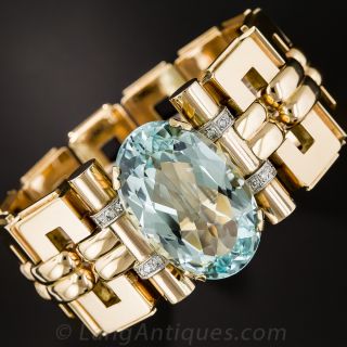 Retro Rose Gold and Aquamarine Bracelet
