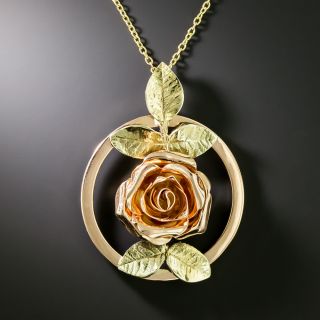 Retro Rose Necklace By Krementz - 2