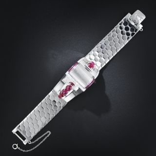 Retro Ruby and Diamond Bracelet Watch - 12