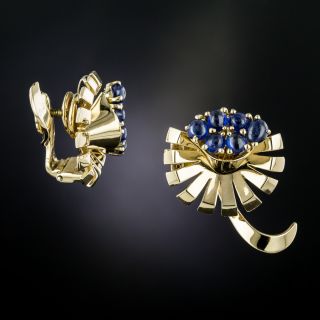 Retro Sapphire Clip Earrings by Trabert & Hoeffer-Mauboussin - 2