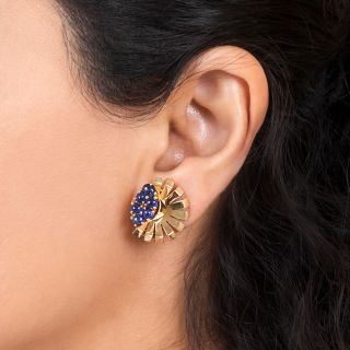 Retro Sapphire Earrings by Trabert & Hoeffer-Mauboussin