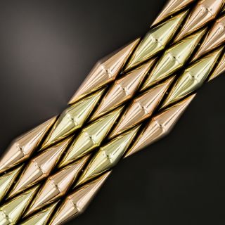 Retro Two-Tone Diamond Shaped Link Bracelet  - 2