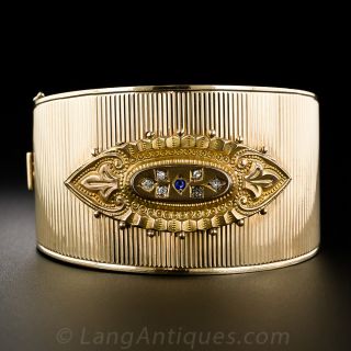 Retro Victorian Style Gold Bangle Bracelet