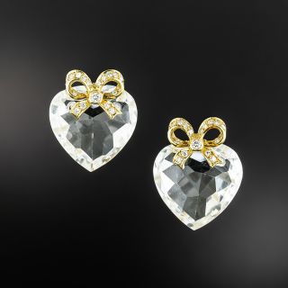 Rock Crystal Hearts and Diamond Earrings By Deakin and Francis - 2