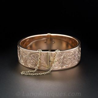Rose Gold Engraved Bangle Bracelet