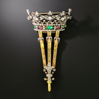 Royal Antique Diamond and Gemstone Brooch - 5