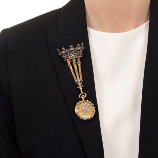 Royal Antique Diamond and Gemstone Brooch
