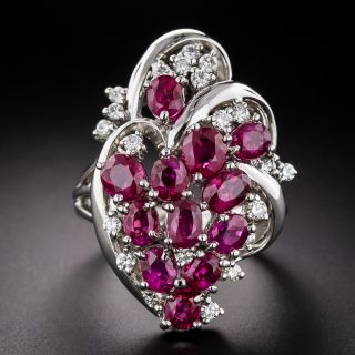 Ruby and Diamond Cluster Ring - 3