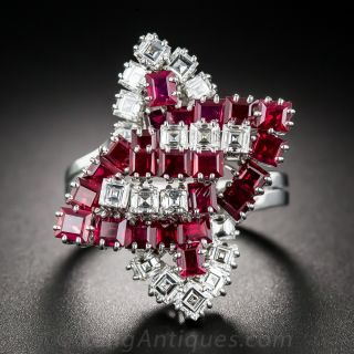 Ruby and Diamond Cocktail Ring - 2