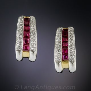 Ruby and Diamond Earrings by Craig Drake - 2