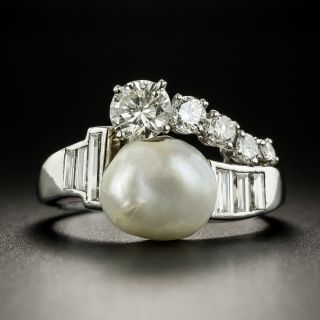 Ruser Natural Pearl and Diamond Ring - 2