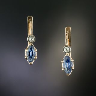 Russian Vintage Sapphire and Diamond Earrings - 2