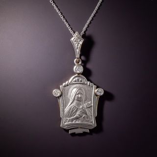 Saint Teresa Medallion Pendant with Diamonds - 1