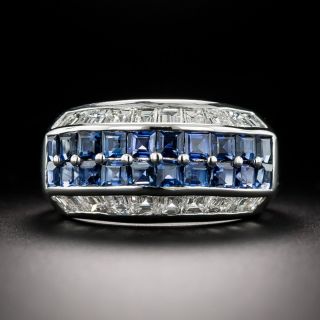 Sapphire and Baguette Diamond Band Ring by Adler of Switzerland - 2
