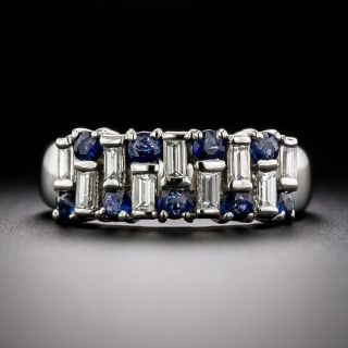 Sapphire and Baguette Diamond Band Ring - 3