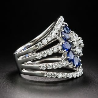 Sapphire and Diamond Flower Cluster Ring 