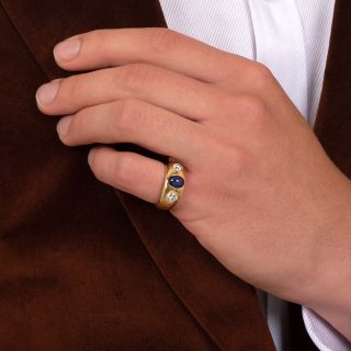 Sapphire and Diamond Three-Stone Ring, French