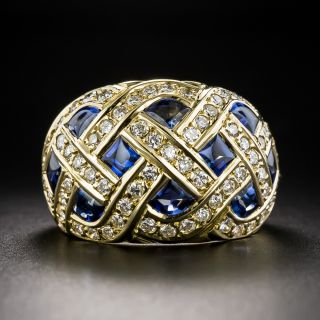 Sapphire and Diamond Woven Dome Ring - 4