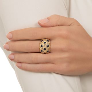 Sapphire and Diamond Woven Dome Ring