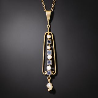 Sapphire and Pearl Drop Necklace, Circa 1900 - 3