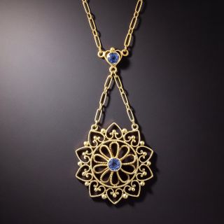 Sapphire Dangle Necklace, Circa 1900 - 3