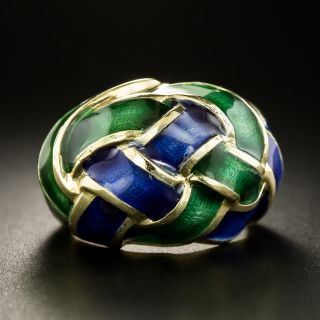Schlumberger for Tiffany & Co Enamel Woven Knot Ring - 2