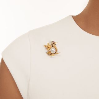 Silly Goose Pearl Brooch