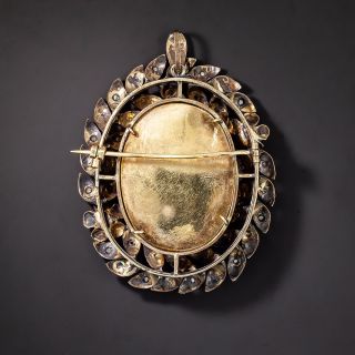 Silver Enamel Pearl and Diamond Wreath Brooch