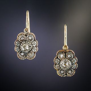 Silver over 18K Flower Earrings - 1