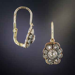 Victorian Silver over 18K Flower Earrings