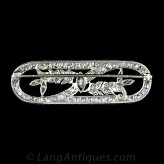 Sinuous Art Deco Platinum Diamond Pin