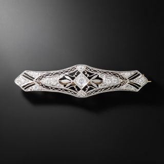 Small Art Deco Diamond Bar Pin - 2