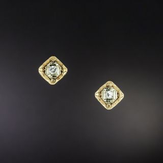 Art Deco Two-Tone Diamond Stud Earrings - 2