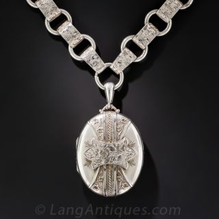Sterling Silver Engraved Chain & Locket