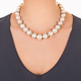 Stunning South Seas Pearl and Diamond Necklace