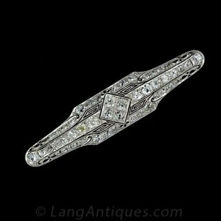 Superb Art Deco Diamond Bar Pin - 1