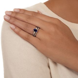 Tacori 1.55 Carat Emerald-Cut Sapphire and Diamond Wedding Set, Size 6 1/2