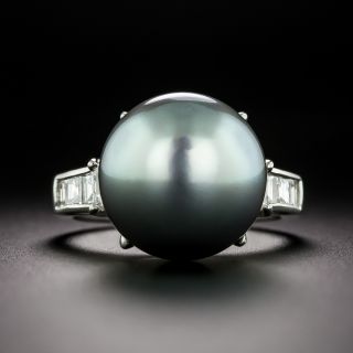 Tahitian Pearl and Baguette Diamond Ring - 3