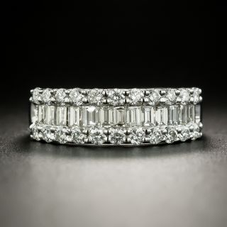 Three-Row Baguette and Round Diamond Band - 2