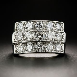 Three Row Platinum Diamond Band Ring - 1