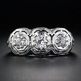 Three-Stone Antique Diamond Ring - 2