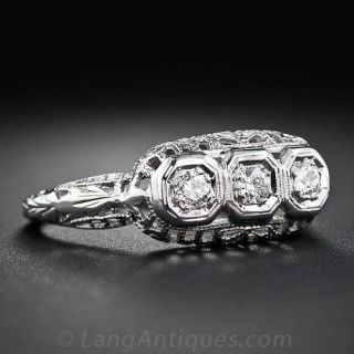 Three-Stone Diamond Vintage Ring