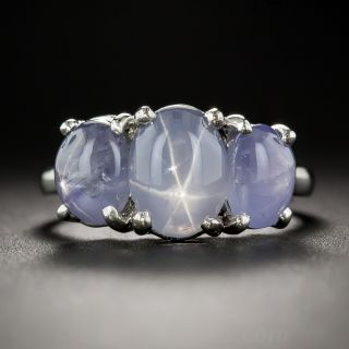 Three-Stone Star Sapphire and Platinum Ring