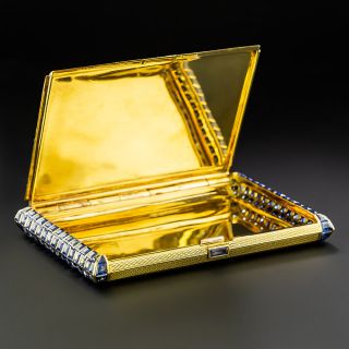 Tiffany & Co. French Art Deco Gold And  Sapphire Cigarette/Calling Card Case
