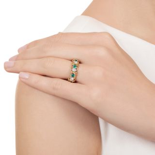 Tiffany & Co. / Schlumberger Diamond and Emerald X Eternity Band - Size 5 1/2